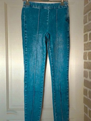 Pantalon jean skinny bleu à plis piqués Promod 36 S