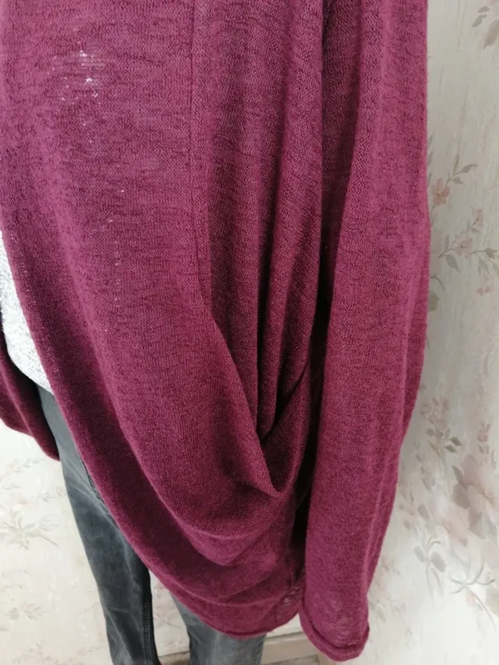 Gilet mi long bordeaux effet plissé / revd'elle / (M) - photo numéro 4