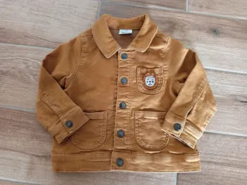 Veste en jean camel brodée lion , Tape a l'oeil, 18 mois