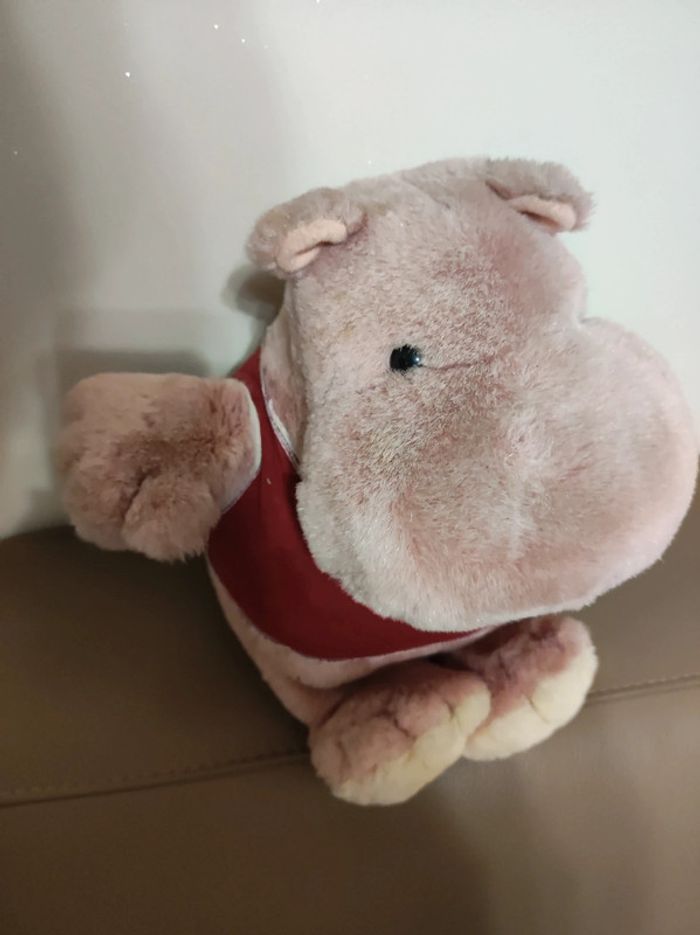 peluche rose hippopotame et blanc - photo numéro 7