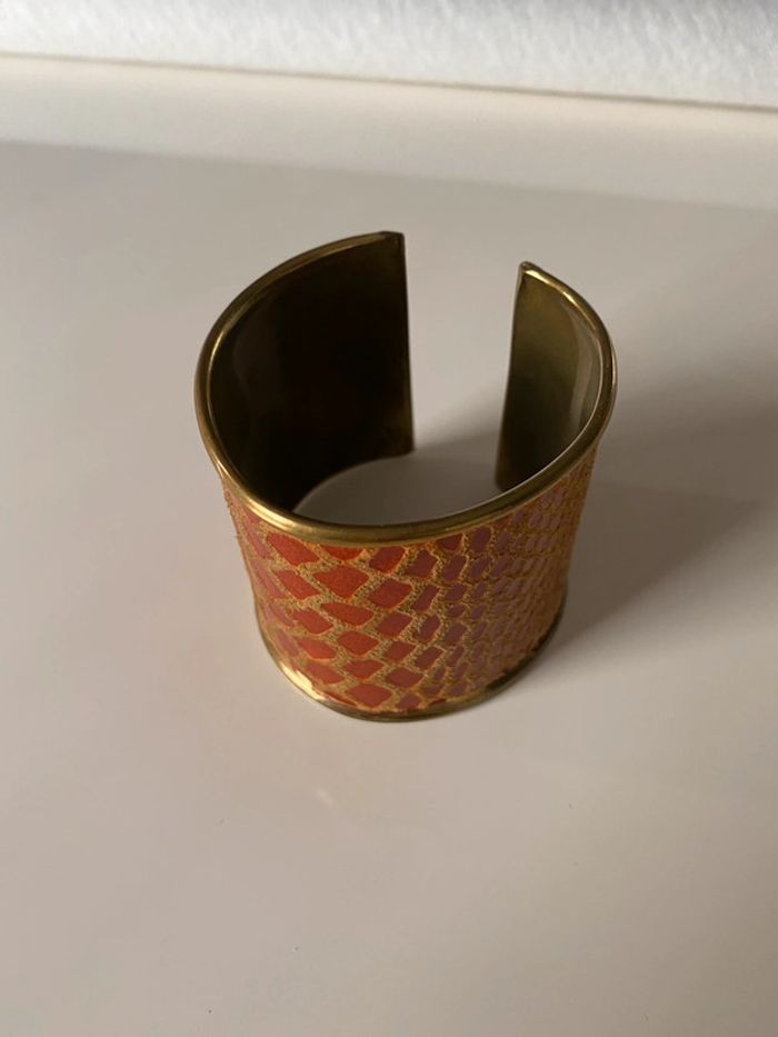 Bracelet manchette fantaisie aspect cuir - photo numéro 3