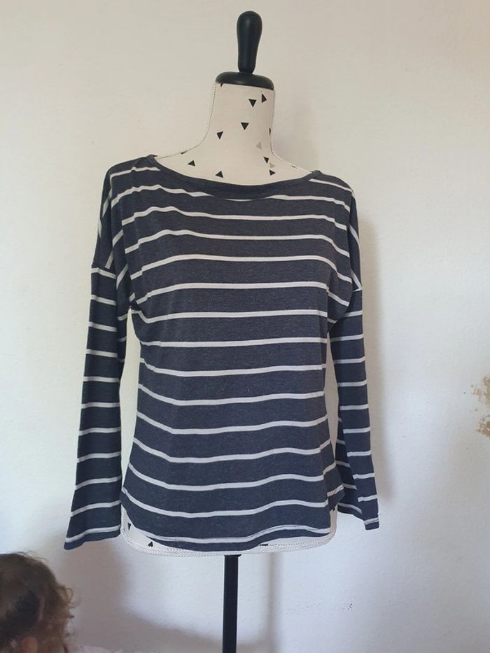 t shirt rayé manches longues taille 38 esmara