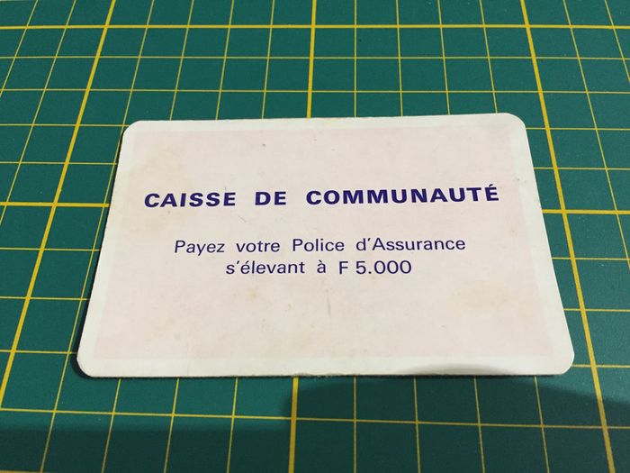 Payez votre Police d'assurance carte caisse de communauté pièce Monopoly Miro Parker company #A63