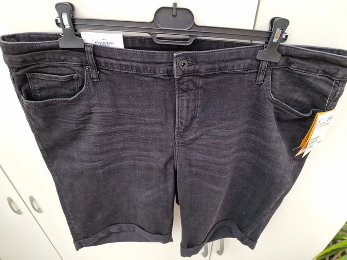 Short En Jeans Délavé Noir - photo numéro 2