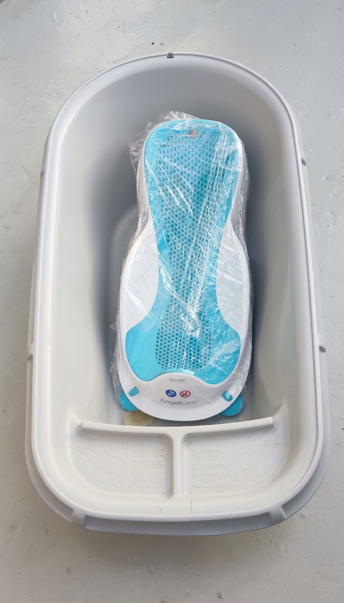 Baignoire bébé grise+ transat de bain bleu - photo numéro 3