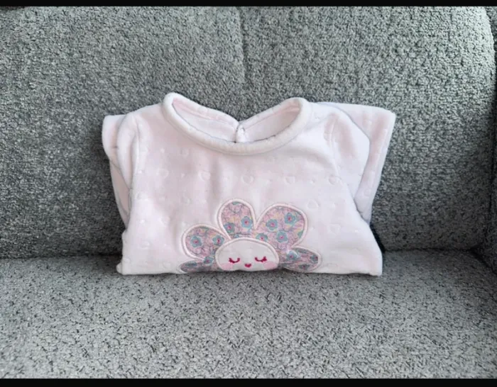 Pyjama grenouillère velours rose motif fleur rose Du Pareil Au Même - photo numéro 2