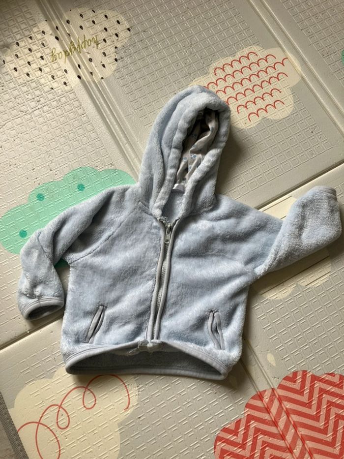 Veste polaire zippee bleu ciel 6 mois