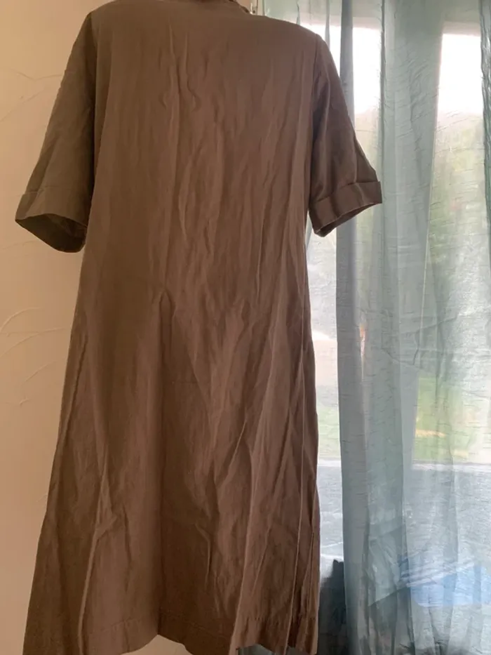 Robe Damart longue taupe taille 46  55%lin /viscose - photo numéro 4