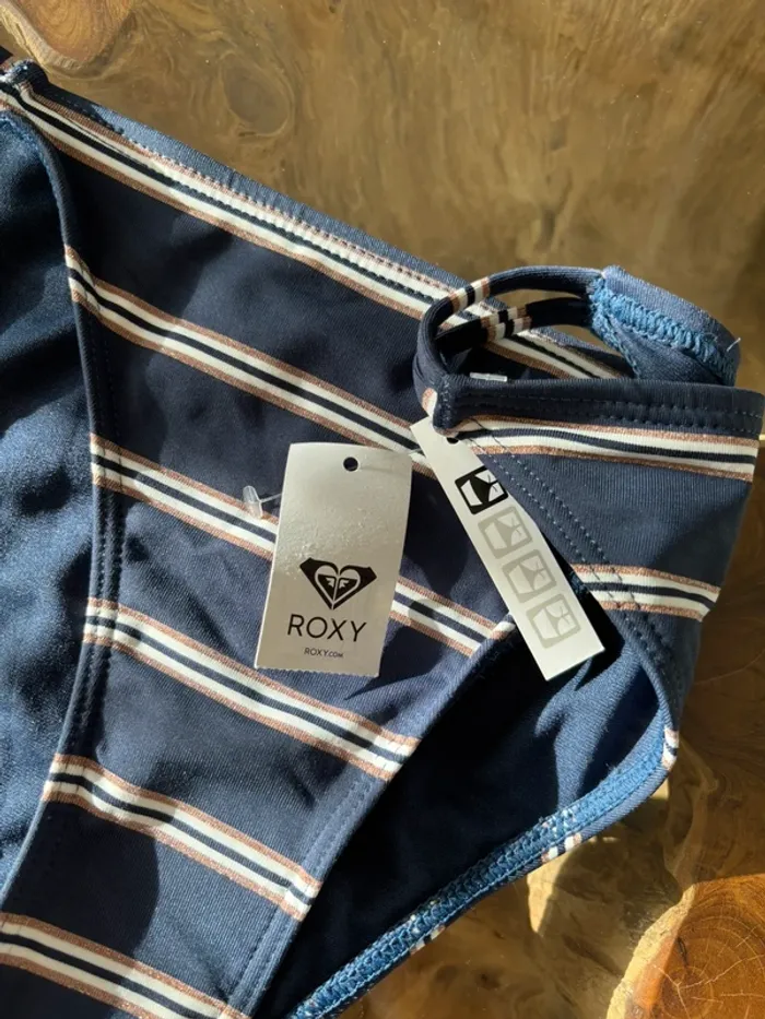 Bas de maillot de bain Roxy bleu marine blanc doré - photo numéro 5