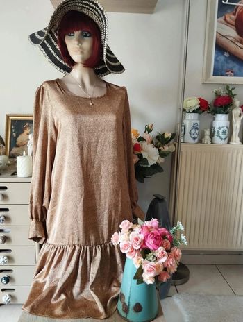 💫Robe Volantée Satin Imprimé Pois Molly Bracken T40/L💫