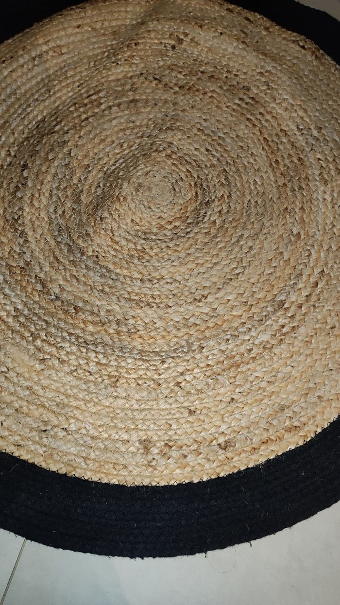Tapis en jute noir Ø90 - photo numéro 3
