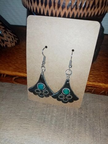 Boucle d'oreilles corne et turquoise