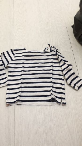 T-shirt marinière 12 mois bout chou blanc marine