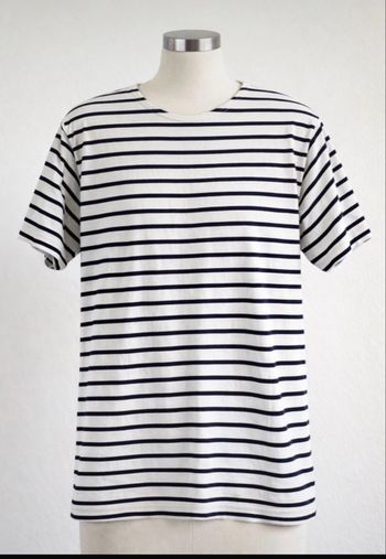 T-shirt marinière Armor-Lux blanc rayé bleu brodé 