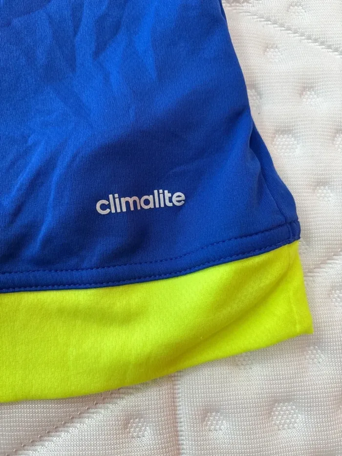 T-shirt de sport pour homme Adidas taille L bleu et jaune fluo - photo numéro 2