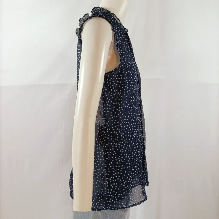 Top sans manches Zara Trafaluc bleu marine à imprimé étoiles, col à nœud A1142 - photo numéro 6