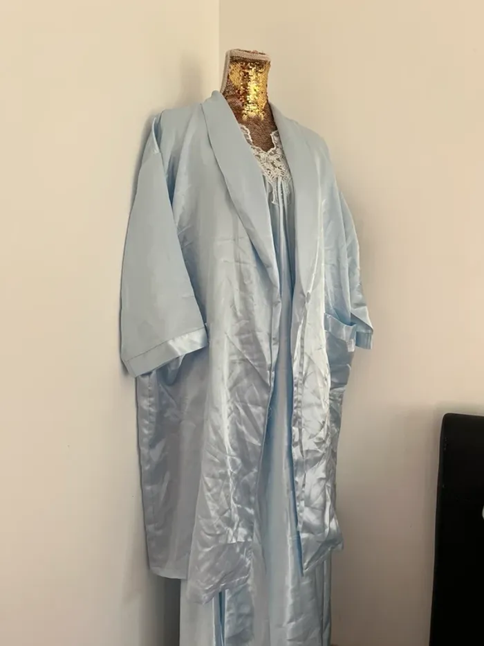Ensemble nuisette 2 kimonos bleu 38 /40 vintage - photo numéro 8