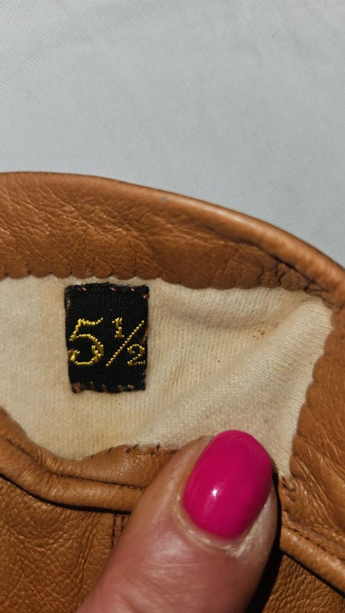 Gants marron cuir ou aspect cuir- petite taille 5 et demi- enfant ou main fine - photo numéro 3