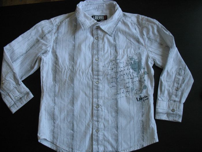 CHEMISE ML BLANCHE A RAYURES GRISES GARÇON "LIBERTO" - 6 ANS - n°01 - photo numéro 1