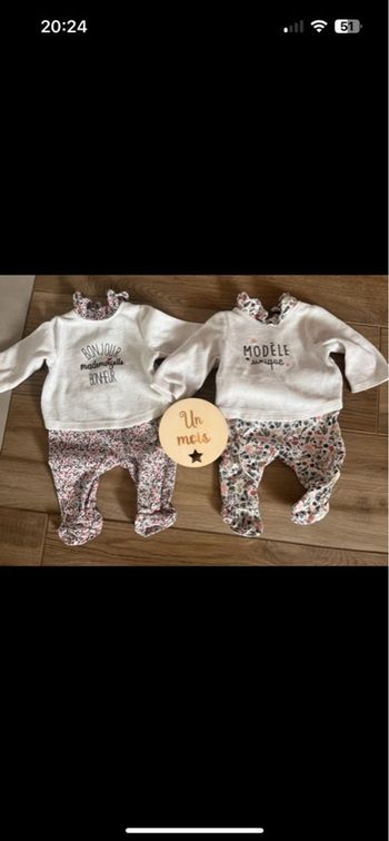 2 pyjamas bébé fille 1 mois
