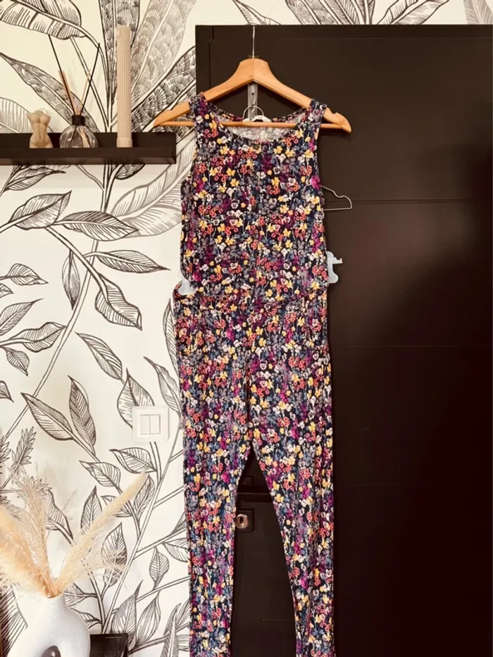 Taille 12 ans combinaison salopette fille H&M violet jaune * fleurs * 🌸