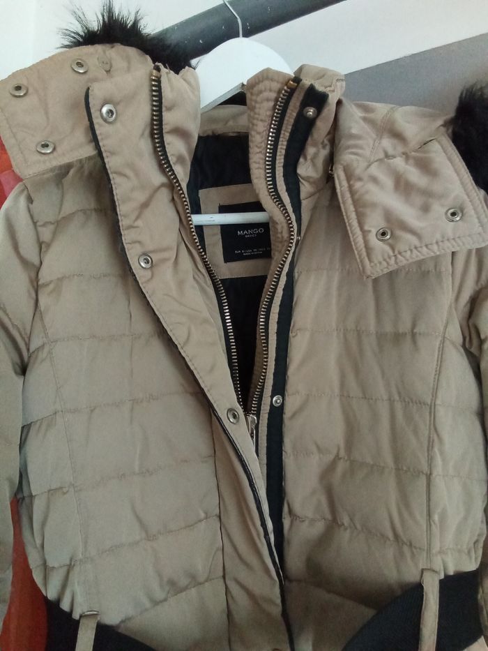 Doudoune marron longue avec capuche amovible Breal taille 36 - photo numéro 3