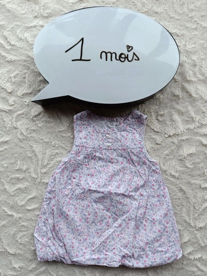 Robe boule sans manche Fille 1 mois Fleurs 100% coton