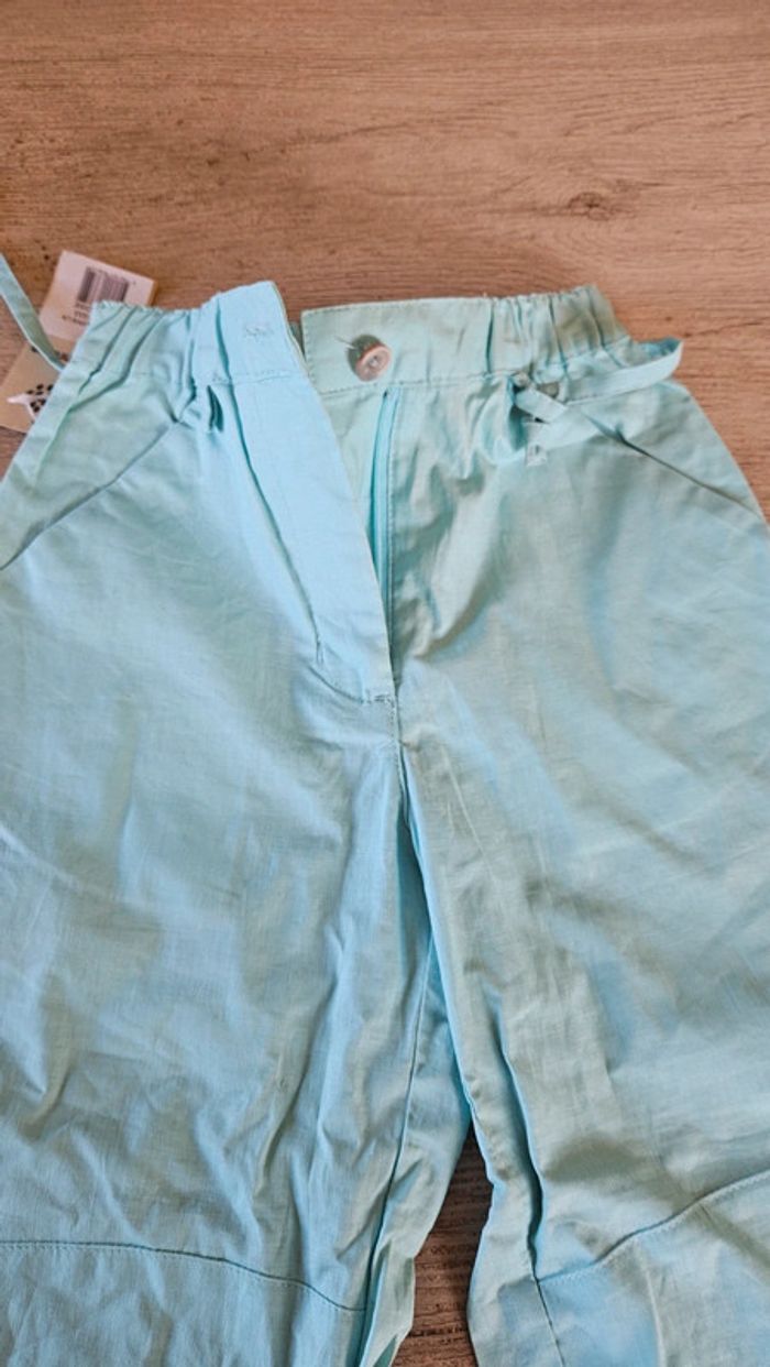 Pantalon large en lin/coton, turquoise, Buissonnière, 6 ans, neuf - photo numéro 6
