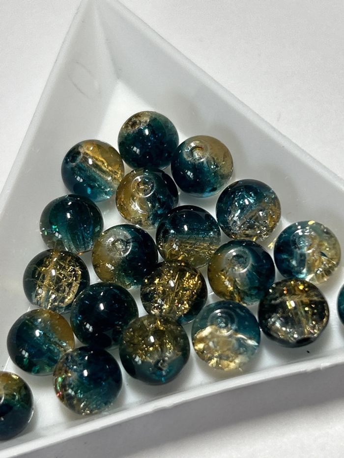 B49, 20 perles craquelées 8mm verre