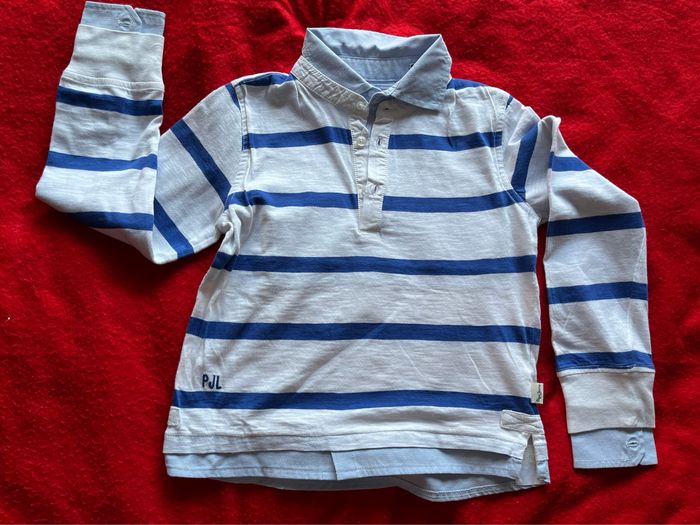 Polo chemise 2 en 1 blanc et bleu