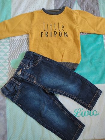 Ensemble jean et pull pat et ripaton 9 mois