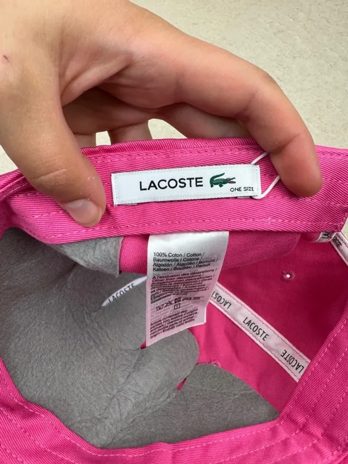 Casquette Lacoste Rose Fuchsia Logo Brodé Neuve - photo numéro 7