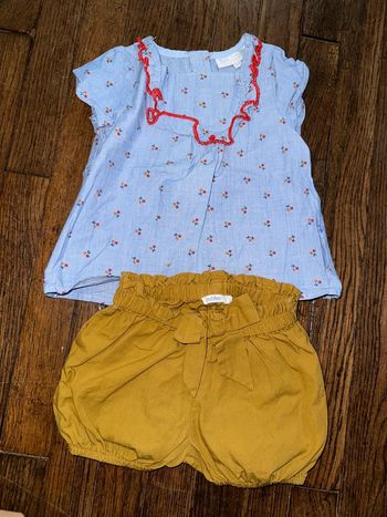 Blouse cadet rousselle et short Bout’chou 6 mois