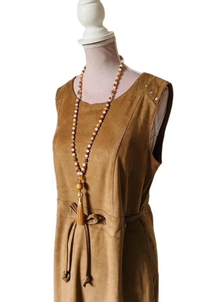 💐🍁Robe bohème chic automnale camel imitation daim 38/40 autumnal natural suede dress🍁💐 - photo numéro 7