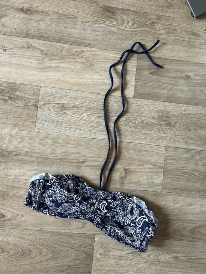 Maillot de bain bleu marine, imprimé cachemire, blanc, taille 38 femme