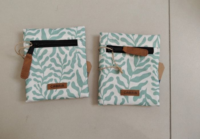 Lot de 3 pochettes cabaïa beige vertes - photo numéro 3