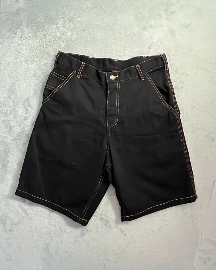 Short/Jort Stussy Black Embroidered Orange Big Logo Back – Taille XL - photo numéro 4