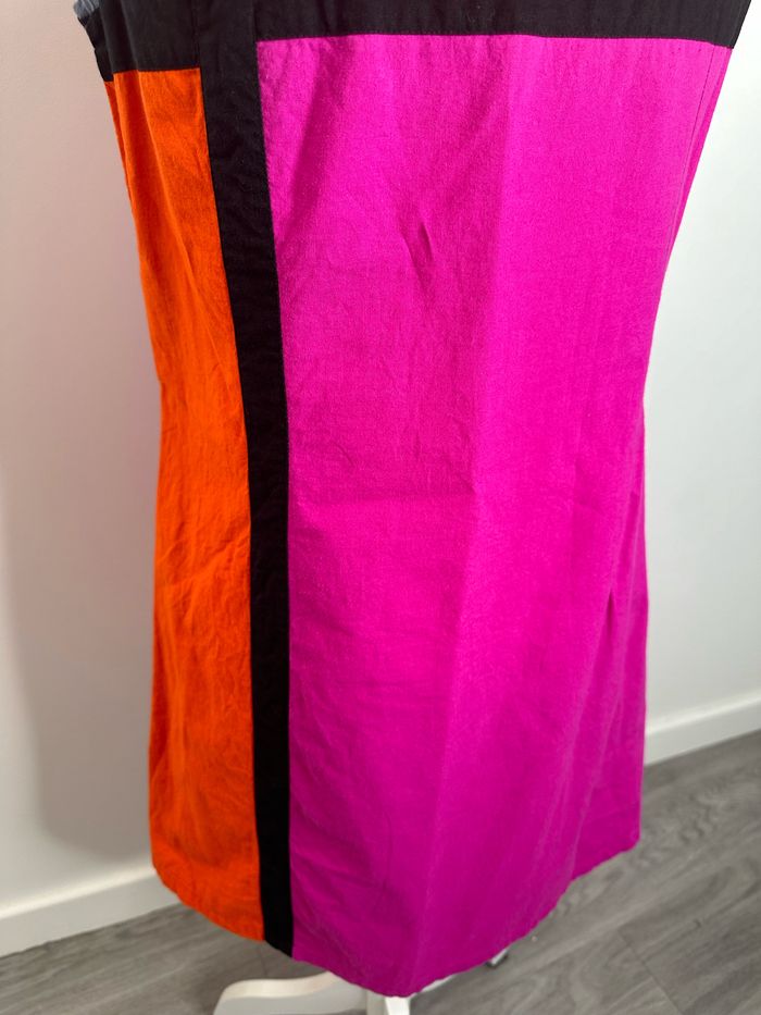 Robe seventies orange et rose Kaliyog T38 M - photo numéro 6