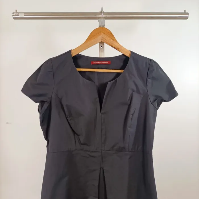 Robe noire Comptoir des Cotonniers coton col fendu coupe droite chic taille 42 A1307 - photo numéro 2