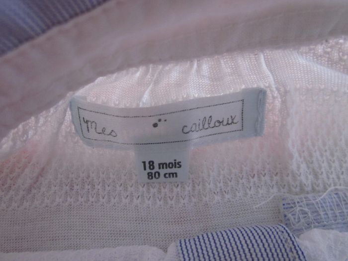 Polo manches courtes blanc col bleu 18 mois - photo numéro 3