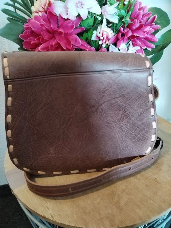 Sac à bandoulière marocain neuf en cuir de vachette - photo numéro 6