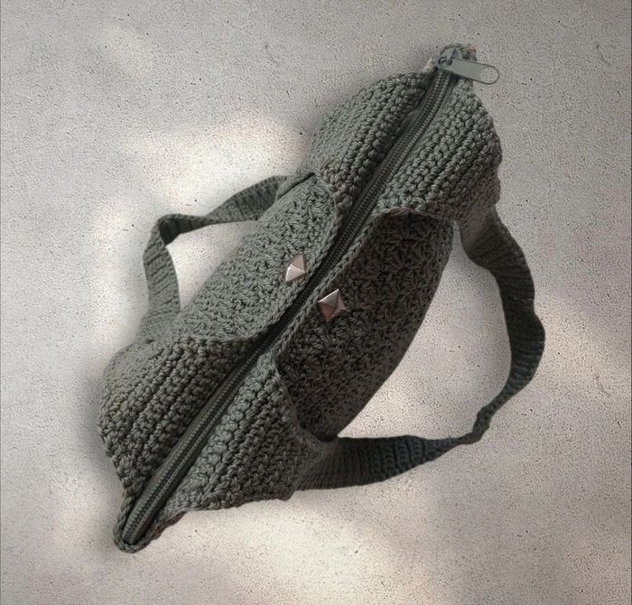 Sac en crochet macramé doubles bandoulières et fermeture zippée - photo numéro 4