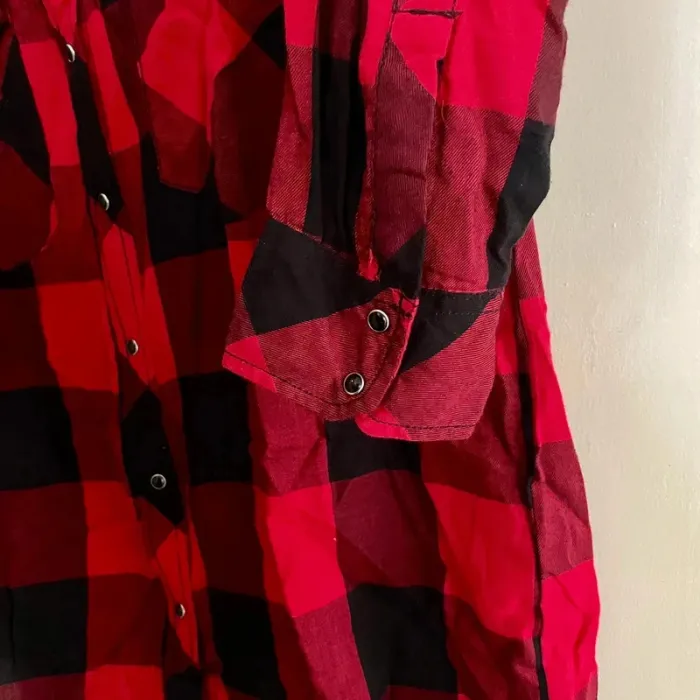 Chemise bûcheron à carreaux rouges et noirs Stradivarius L manches longues, 100% coton V V034 - photo numéro 5