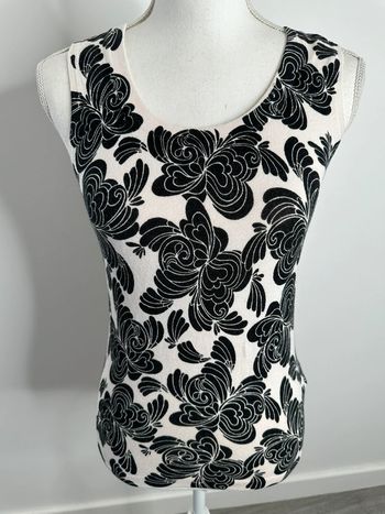 Débardeur baroque à fleurs rose poudré et noir H&M T36 S