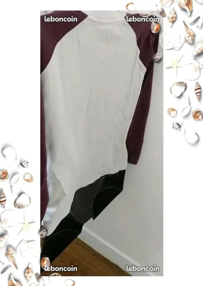 sweat col rond manche violette devant blanc taille L 40 U RIGHT - photo numéro 3