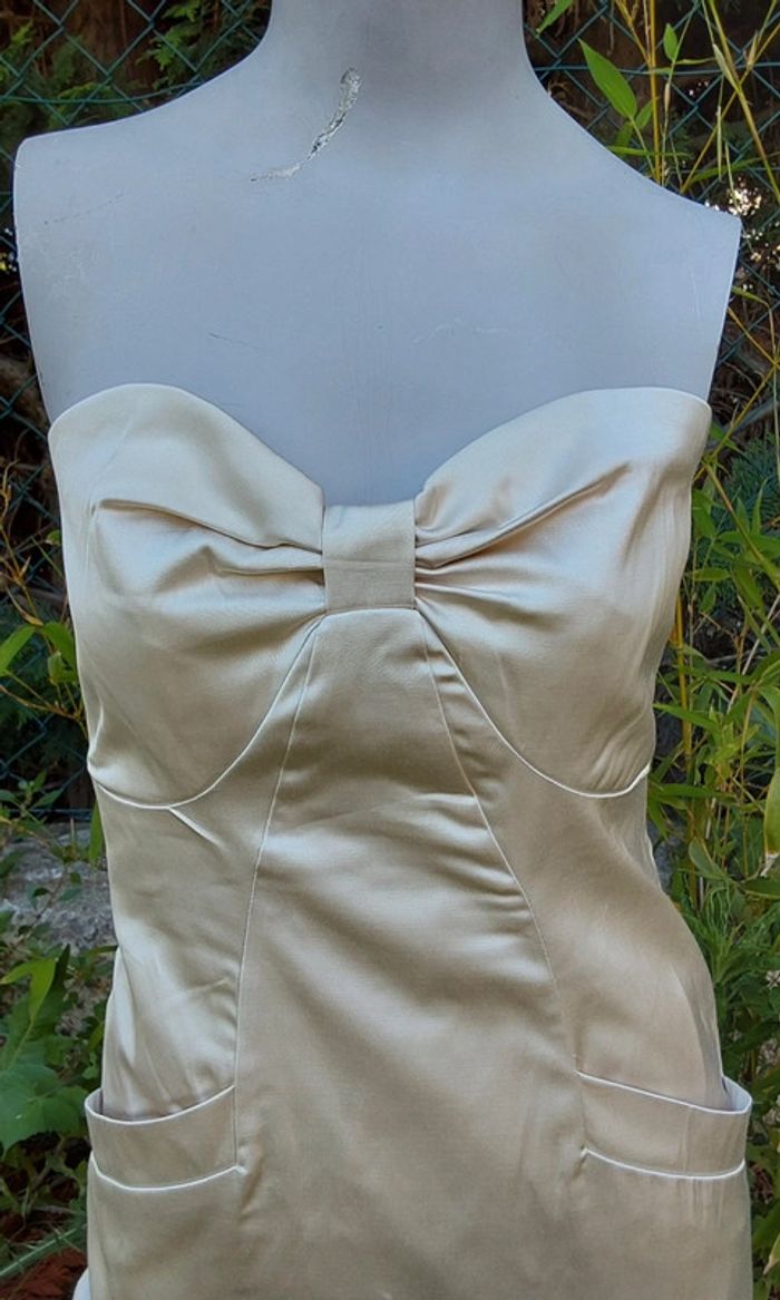 Robe habillée bustier en satin beige LPB  T36/38 - photo numéro 4