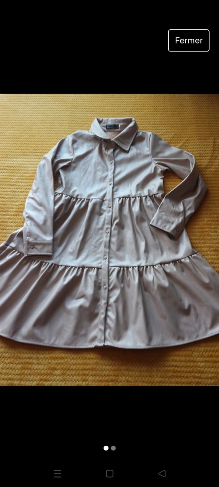 Robe effet cuir marron beige