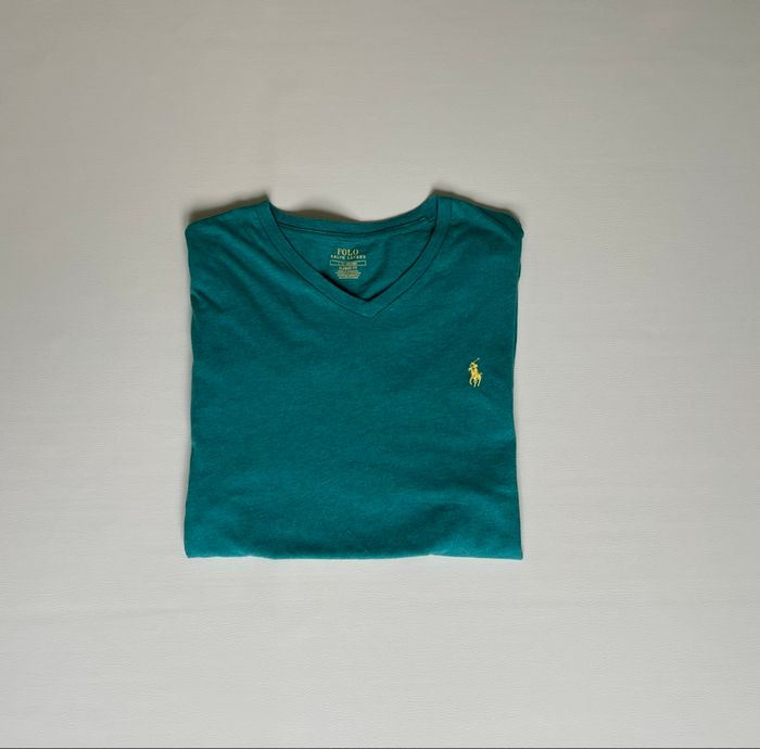 T-shirt Ralph Lauren col V vert homme taille L - photo numéro 2