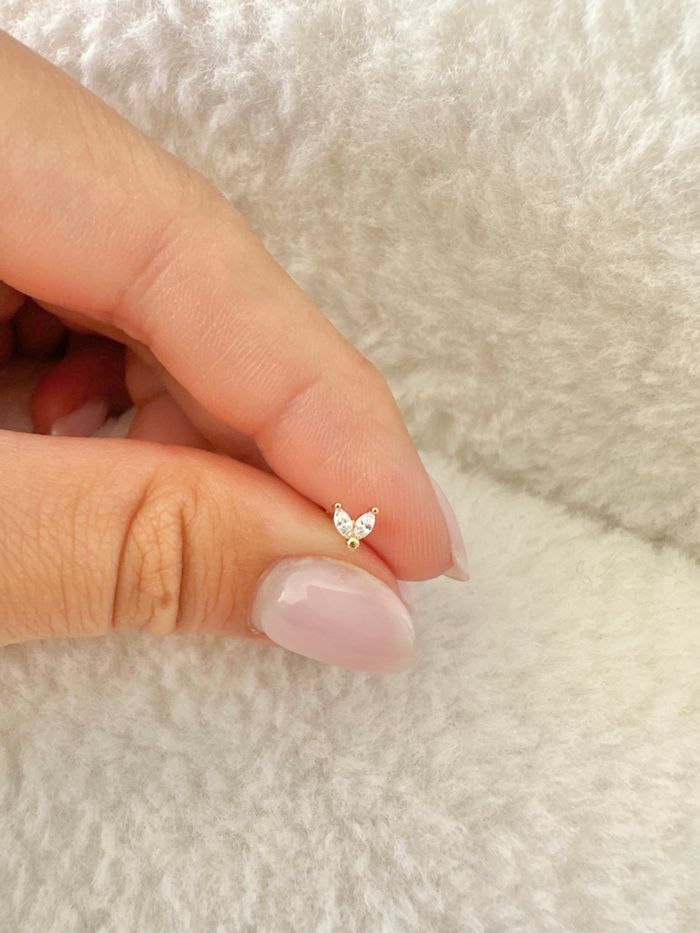 Piercing deux pétales brillants, doré