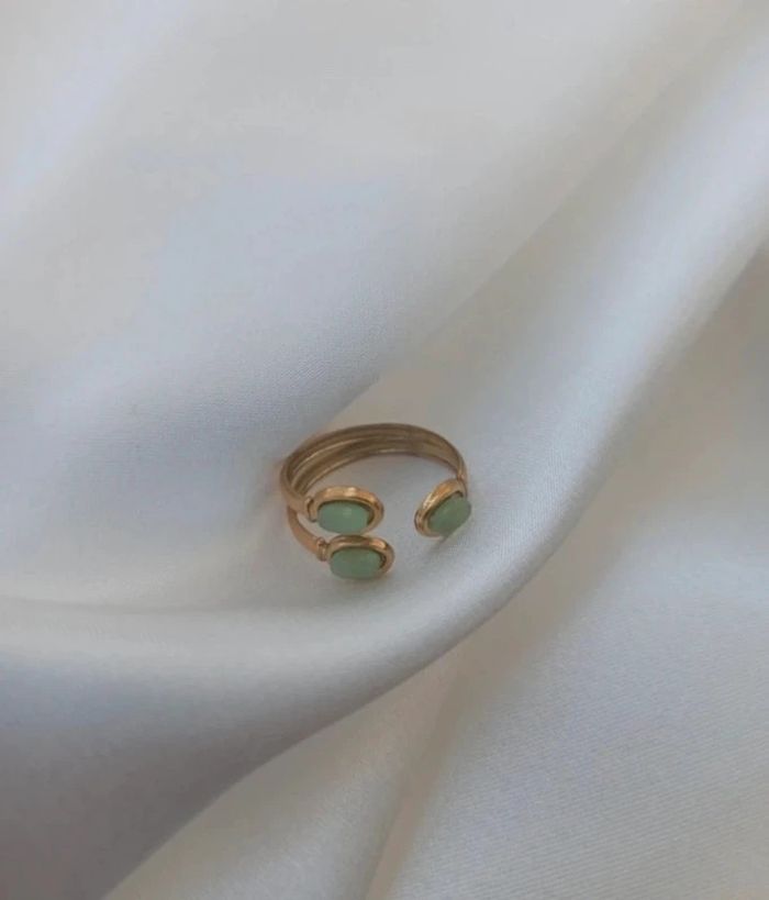 Bague triple perles vertes en acier inoxydable très mignon - photo numéro 2